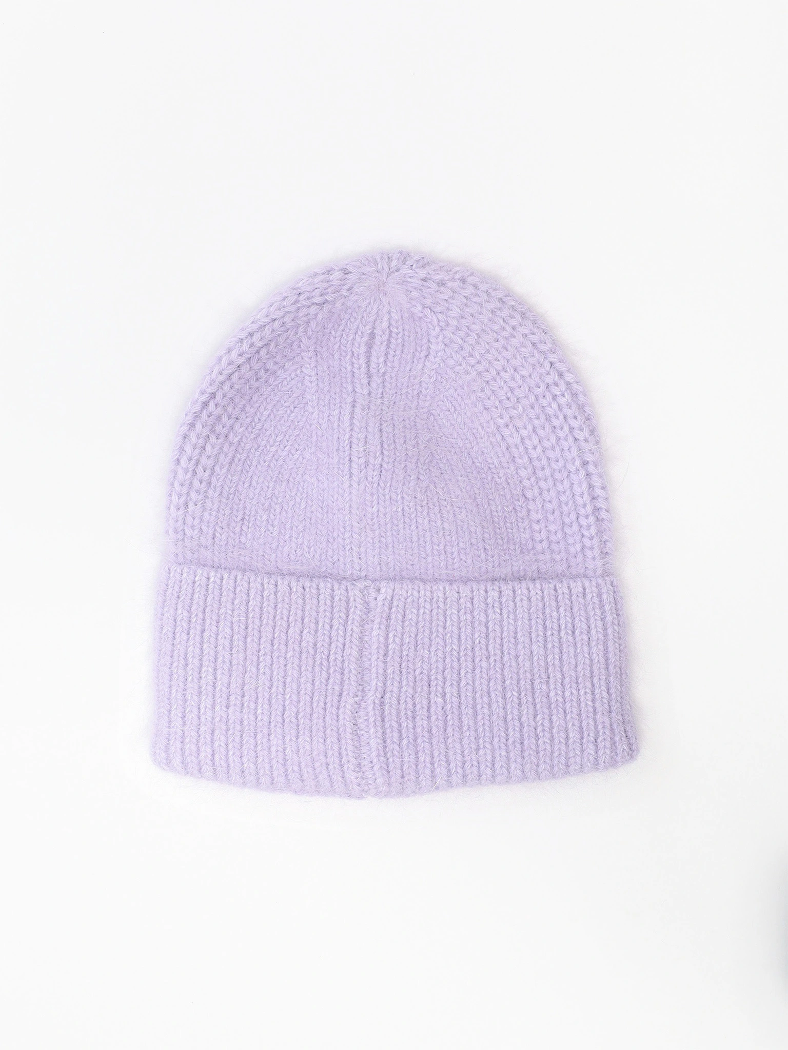 Шапка-бини из ангоры и нейлона с отворотом в ассортименте